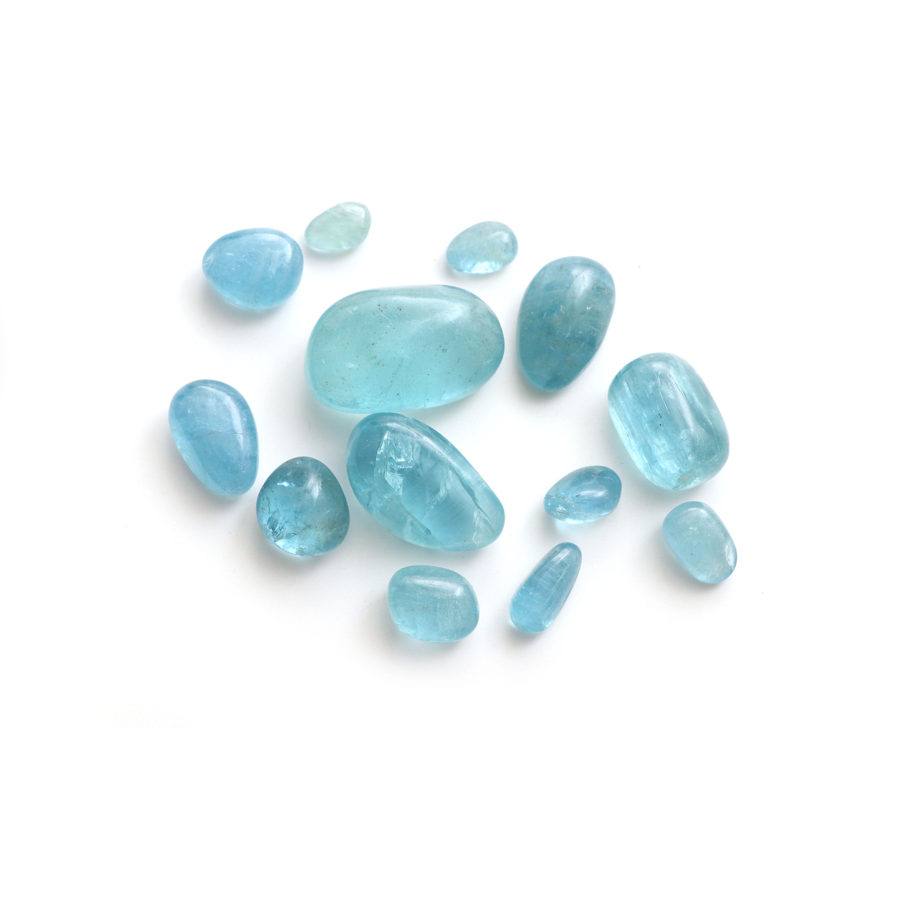 Clearance-aquamarine Smooth Tumble Loose Gemstone, 9x12 Mm To 21x34 Mm, Aquamarine Jewelry Handmade Gift For Women, Set Of 13 Pieces