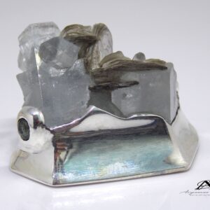 Aquamarine Crystal Figurine, Sterling Silver Base, Home Decor