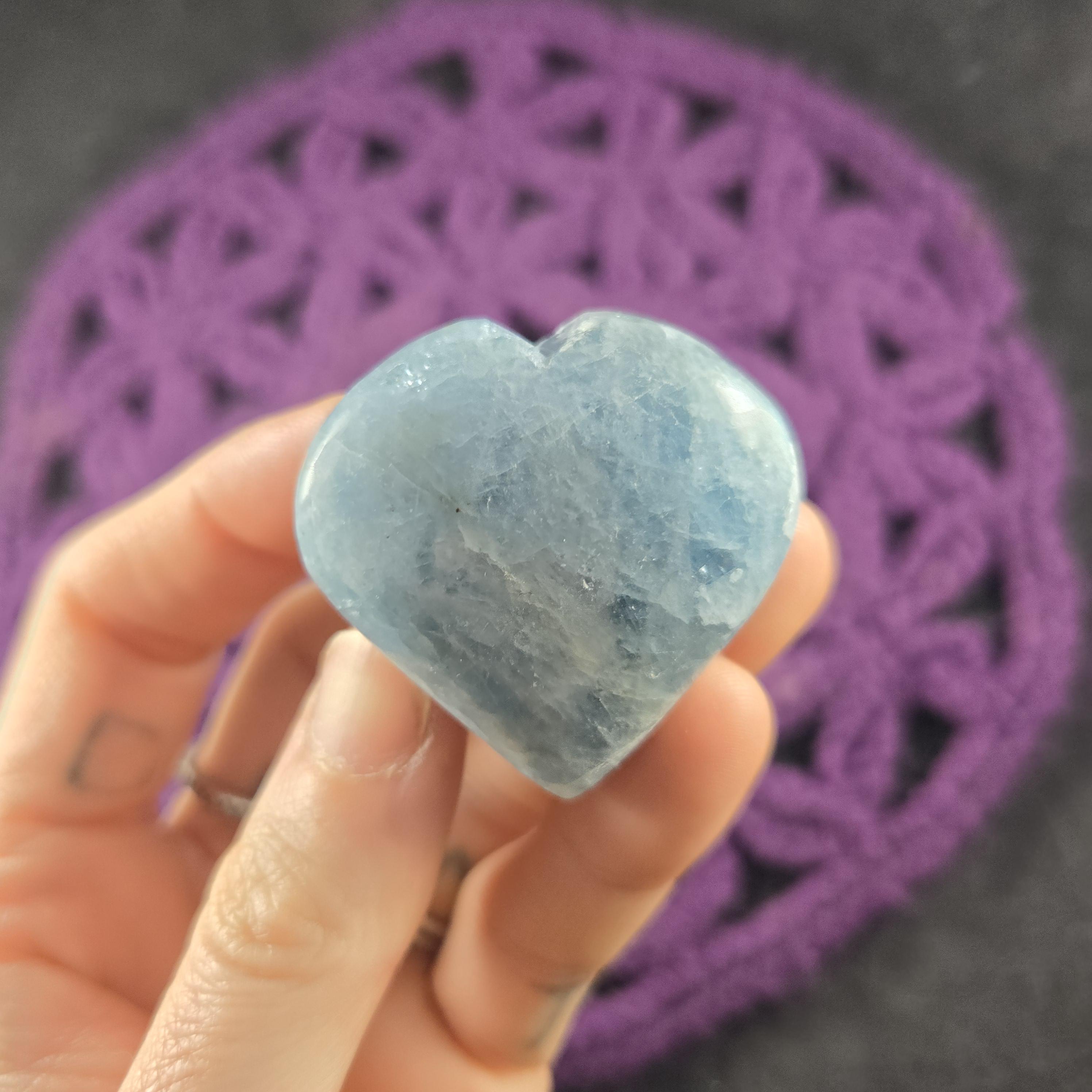 Aquamarine Crystal Heart Stone Polished Stone Heart Shaped Rock Blue March Birthstone