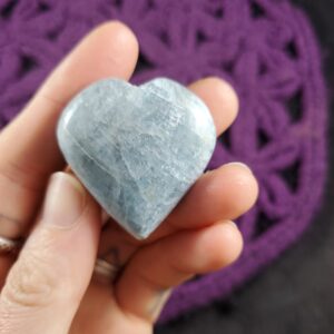 Aquamarine Crystal Heart Stone Polished Stones Pocket Crystals Heart Shaped Rock Blue March Birthstone