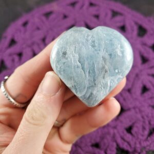 Aquamarine Crystal Heart Stone Polished Stones Pocket Crystals Heart Shaped Rock Blue March Birthstone