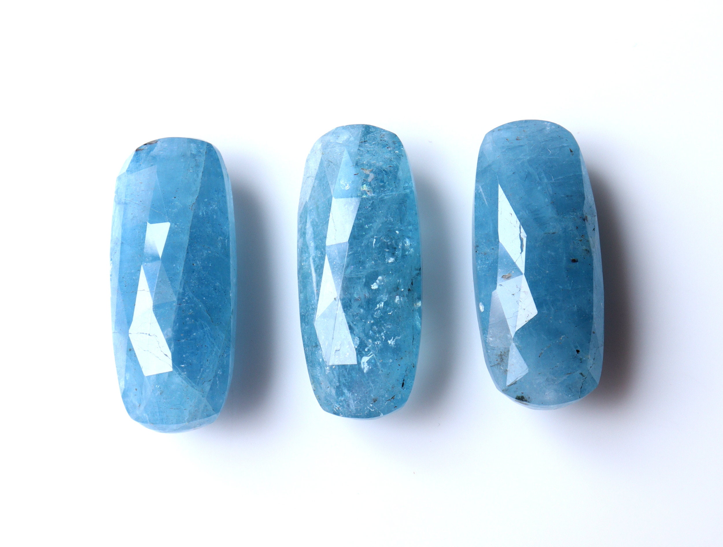 Faceted Aquamarine Briolette Gemstone: Rectangle Loose Stone, March Birthstone