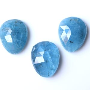 Natural Blue Aquamarine Gemstone: Rose Cut Egg Shape