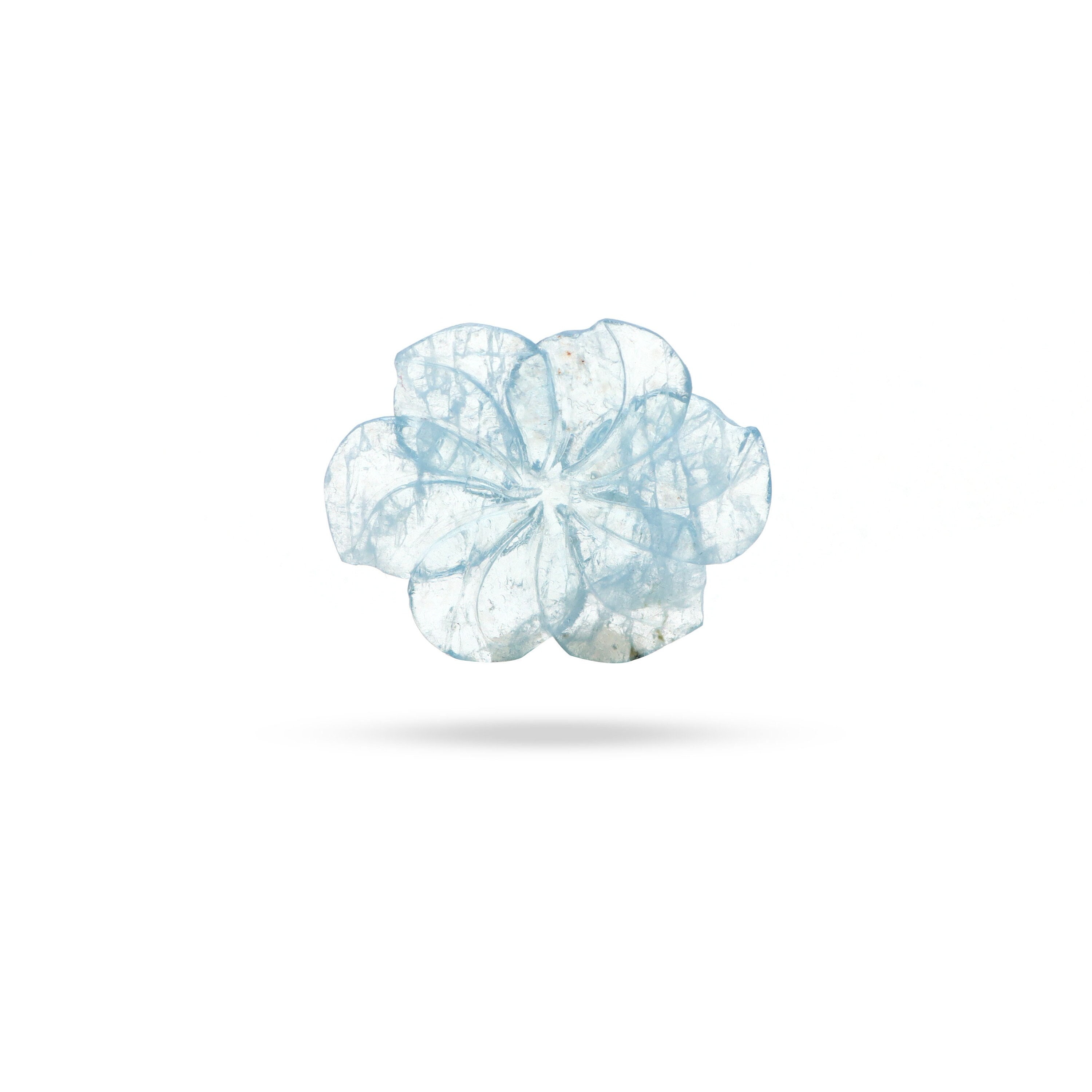 Natural Aquamarine Flower Carving Loose Gemstone, 25x33 Mm, Aquamarine Jewelry Making Gemstone, 1 Piece