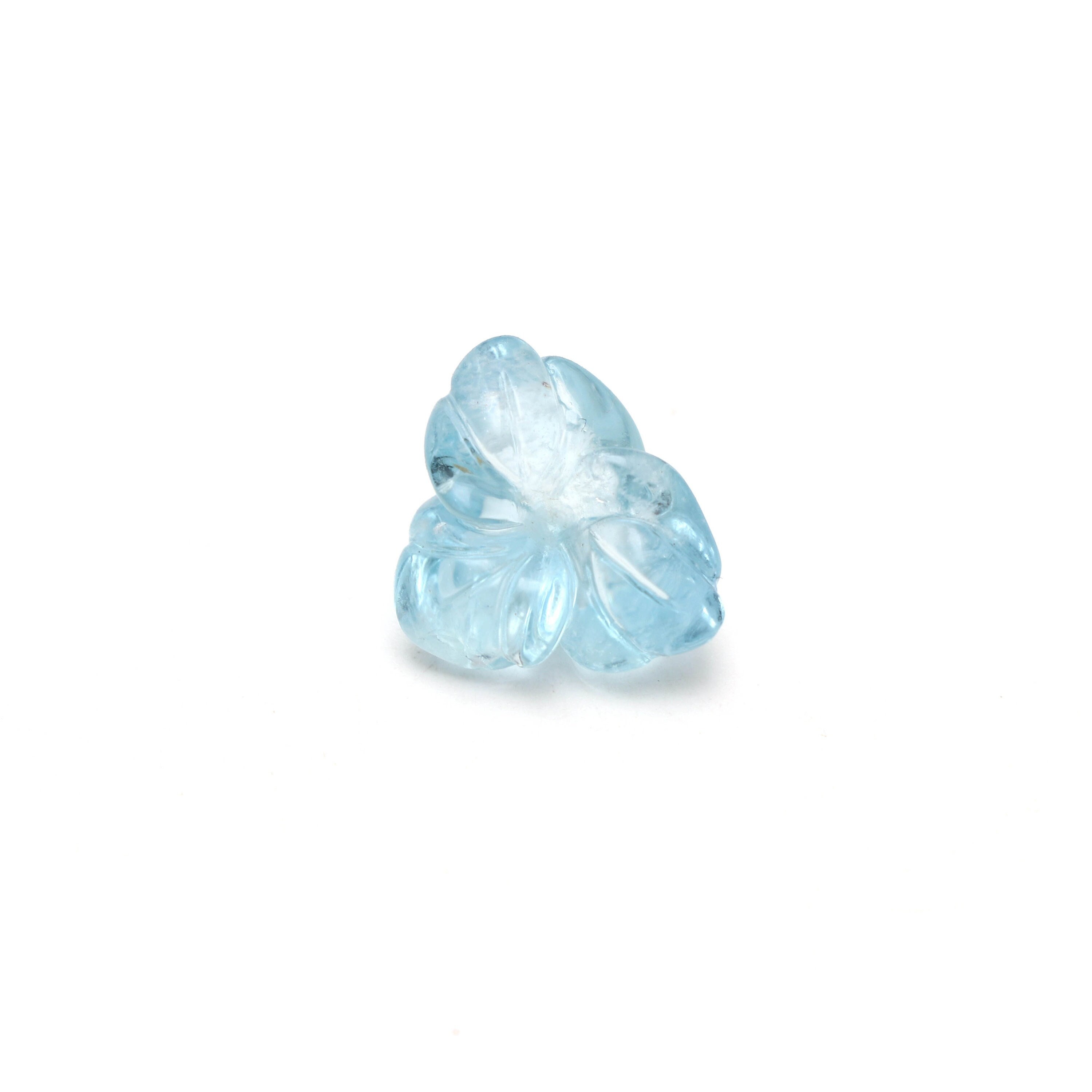 Natural Aquamarine Flower Carving Loose Gemstone - 16.5x16.5 Mm - Aquamarine Flower Carving Smooth Gemstone, 1 Piece