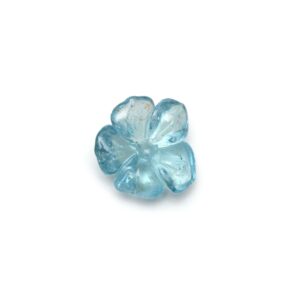 Natural Aquamarine Flower Carving Loose Gemstone - 19x21mm - Aquamarine Flower Carving Smooth Gemstone, 1 Piece