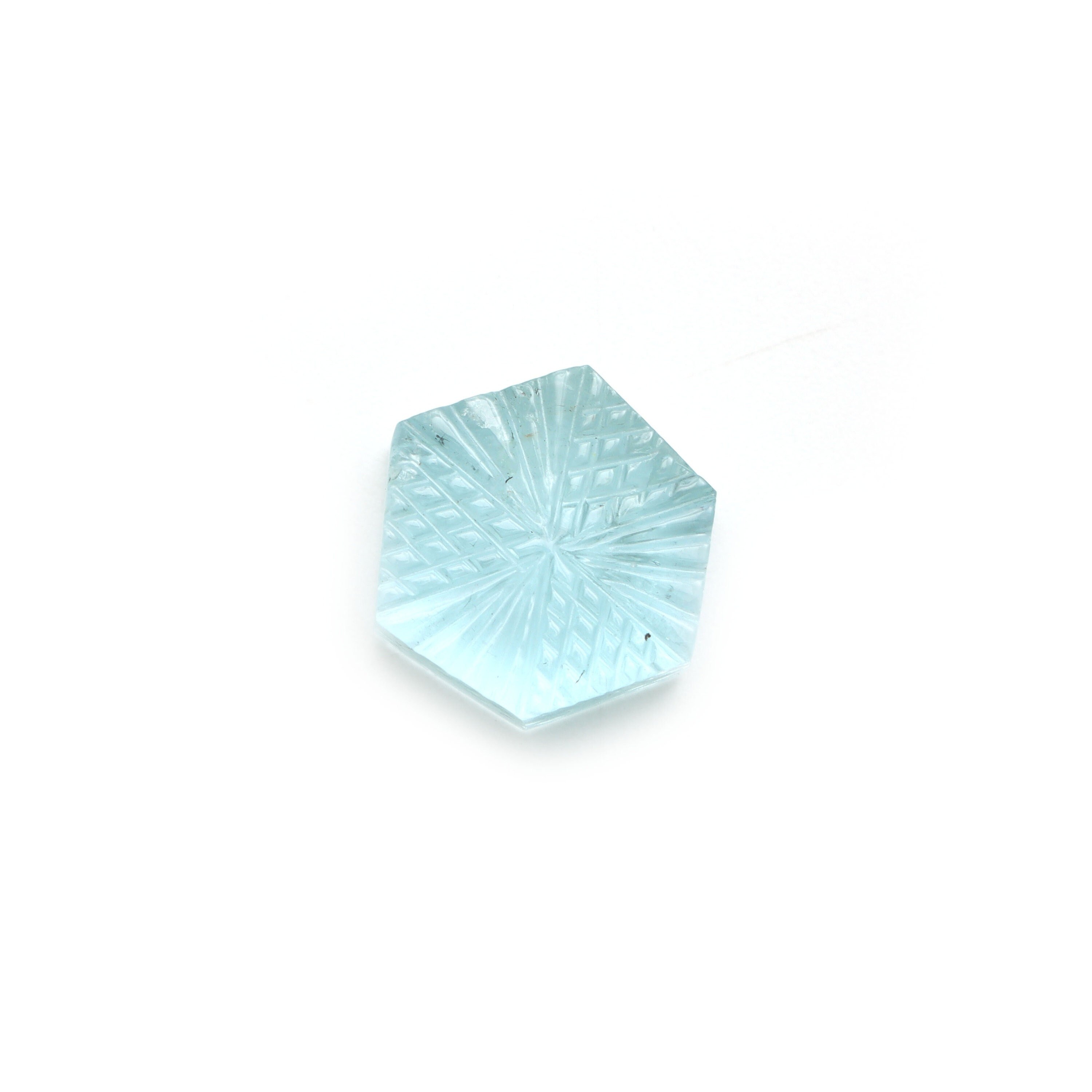 Natural Aquamarine Hexagon Carving Loose Gemstone, 14.5x16 Mm, Aquamarine Jewelry Making Gemstone, March Birthstone, 1 Piece