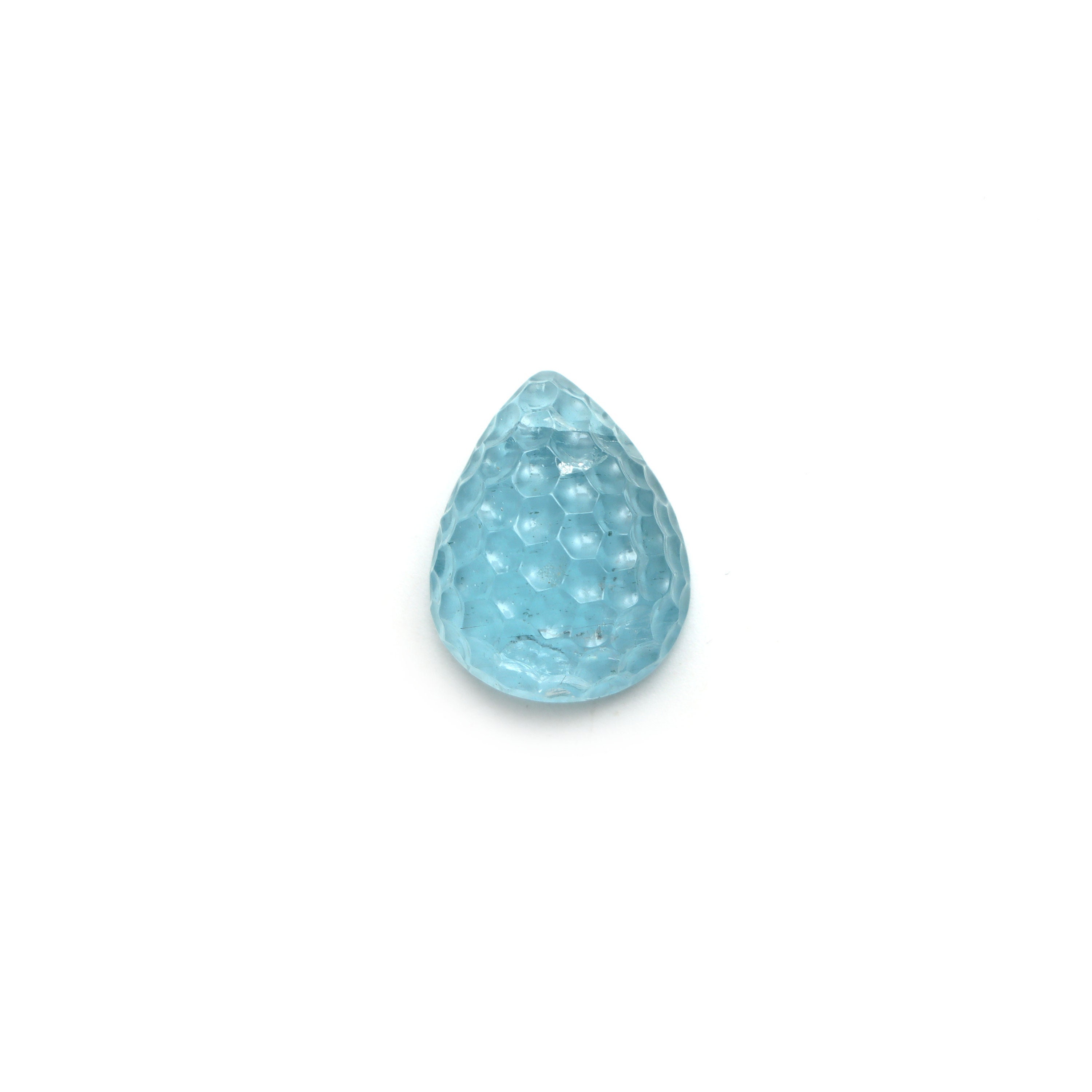 Natural Aquamarine Pear Carving Loose Gemstone, 16x20 Mm, Aquamarine Jewelry Making Gemstone, Handmade Gemstone, 1 Piece