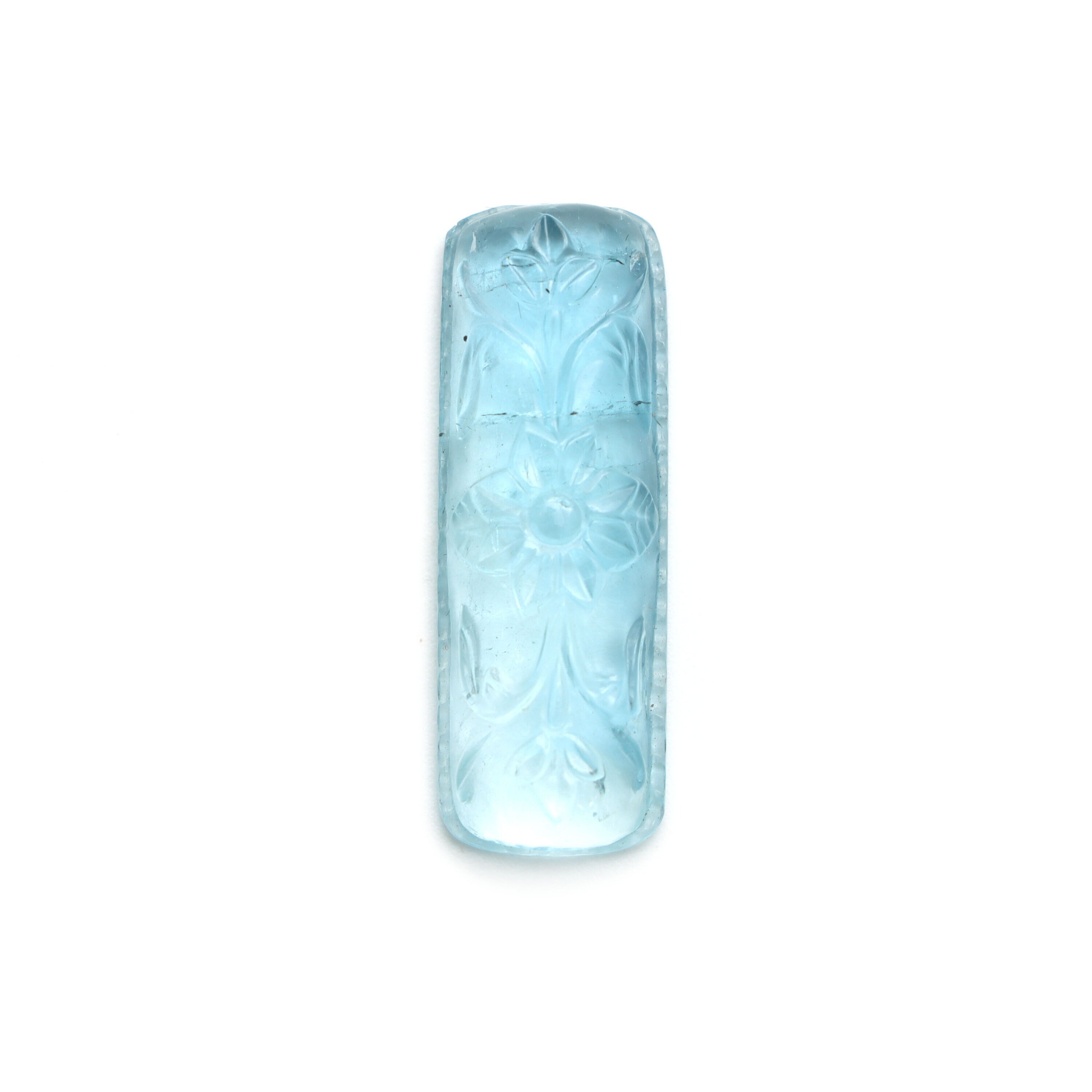 Natural Aquamarine Rectangle Carving Loose Gemstone, 12x33 Mm, Aquamarine Jewelry Making Gemstone, 1 Piece