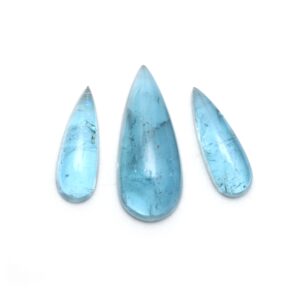 Natural Aquamarine Smooth Pear Loose Gemstone, 7x21 Mm To 12x29 Mm, Aquamarine Jewelry Handmade Gift For Women, Set Of 3 Pieces