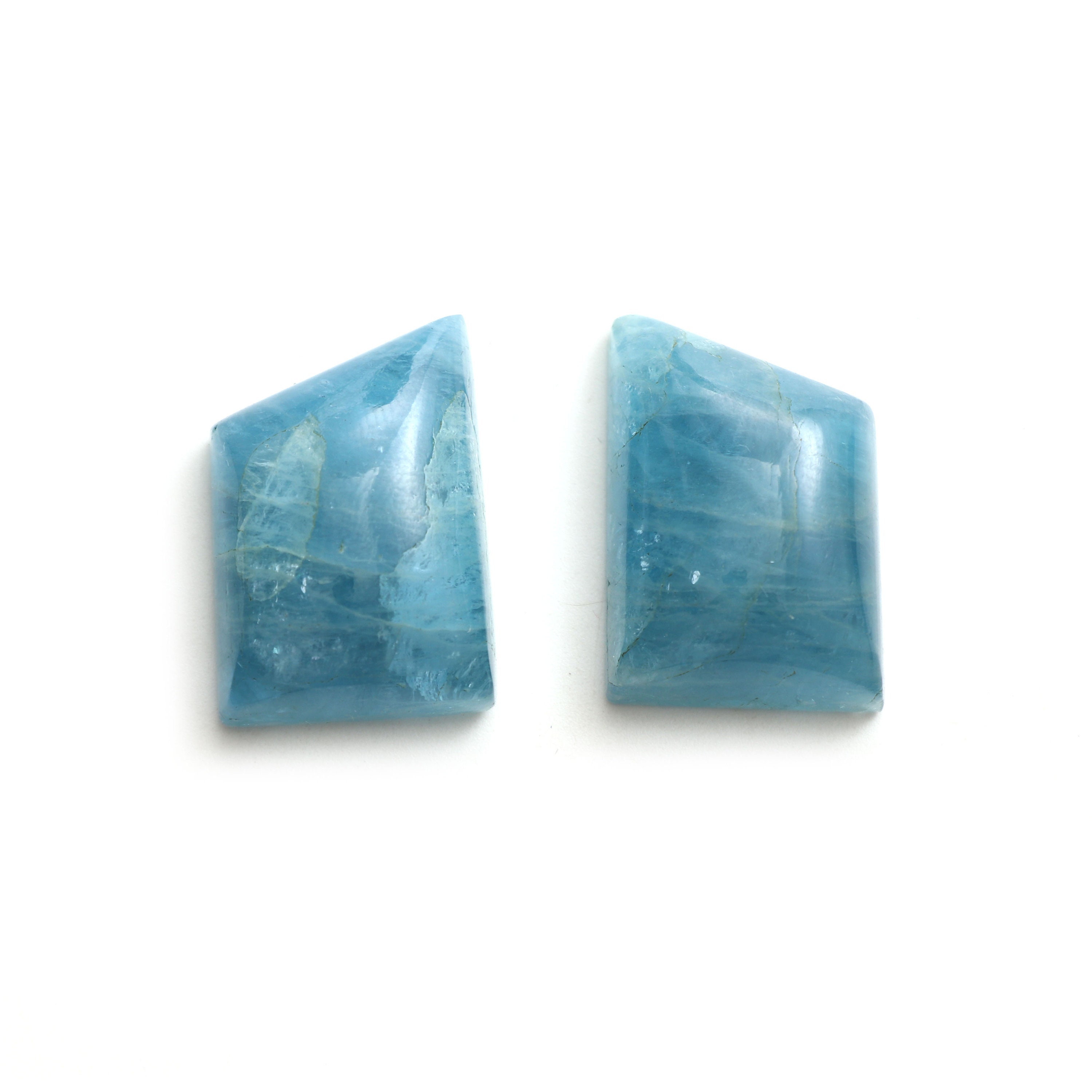 Natural Aquamarine Smooth Trapezium Shape Loose Gemstone, 20x29 Mm, Aquamarine Handmade Jewelry Making, Gift For Her, Pair ( 2 Pieces )