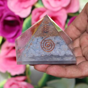 Aquamarine Orgone Pyramid | Chakra Healing, EMF Protection