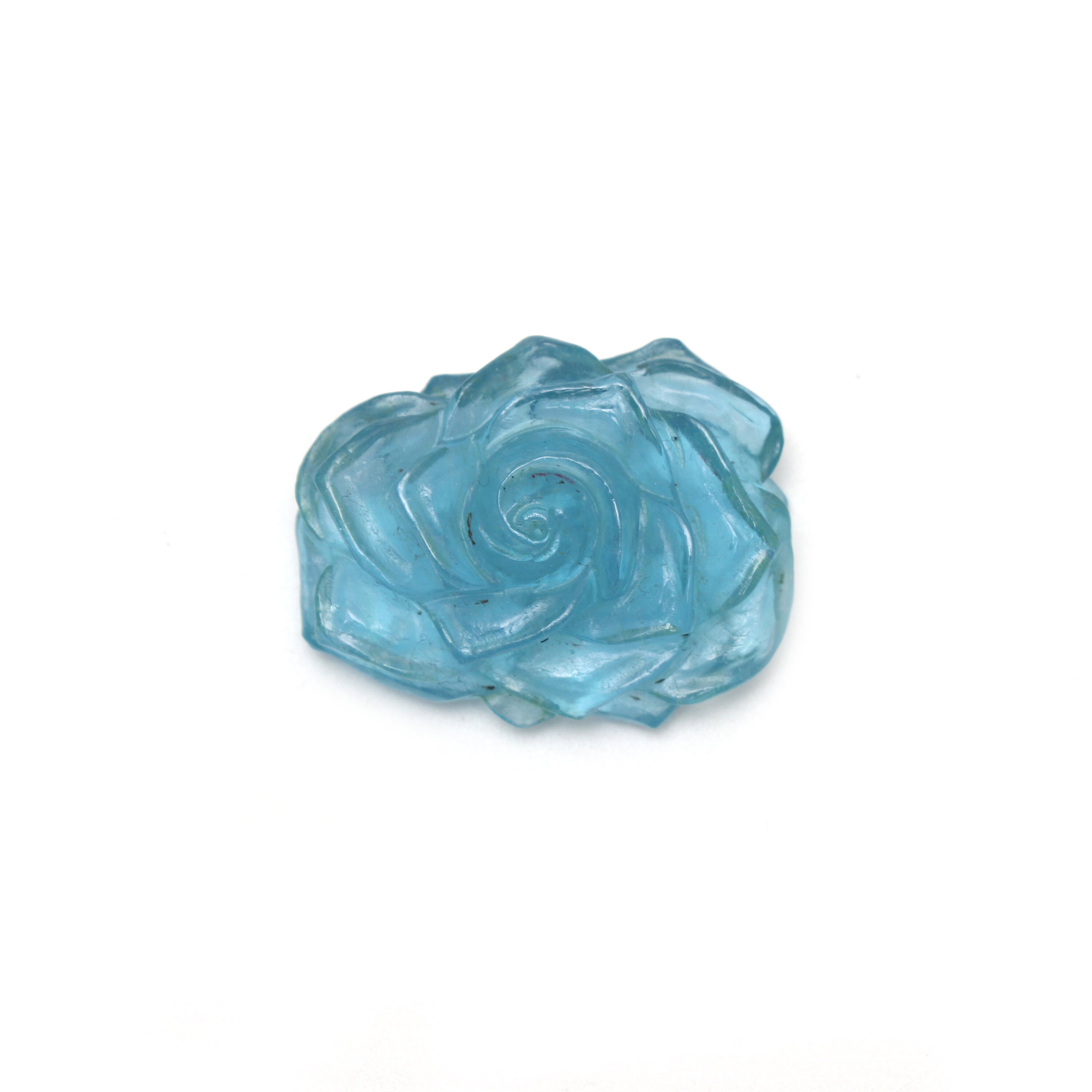 Stabilized Aquamarine Flower Carving Loose Gemstone, 26x33 Mm, Aquamarine Jewelry Handmade Gift For Women, 1 Piece