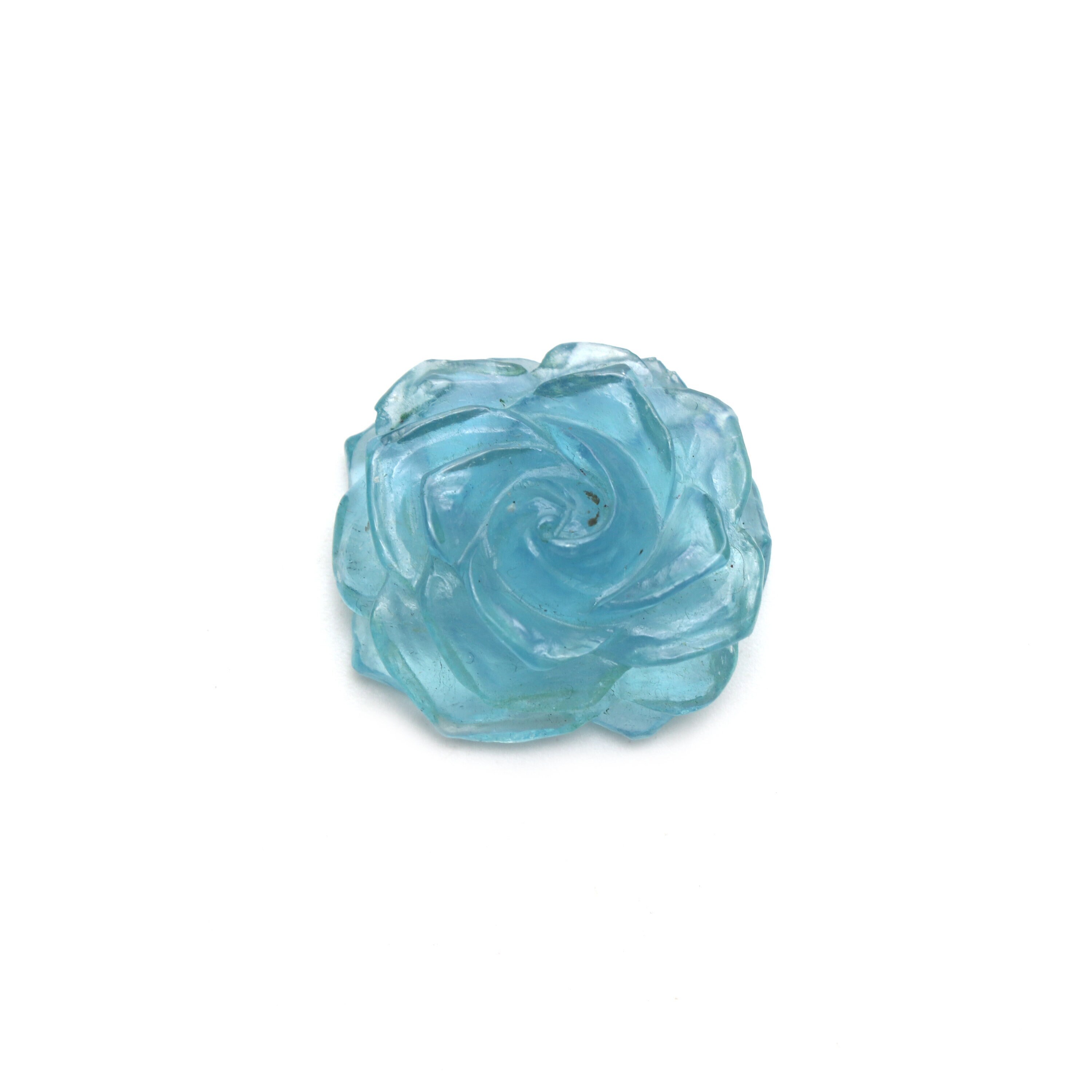 Stabilized Aquamarine Flower Carving Loose Gemstone, 26x29 Mm, Aquamarine Jewelry Handmade Gift For Women, 1 Piece