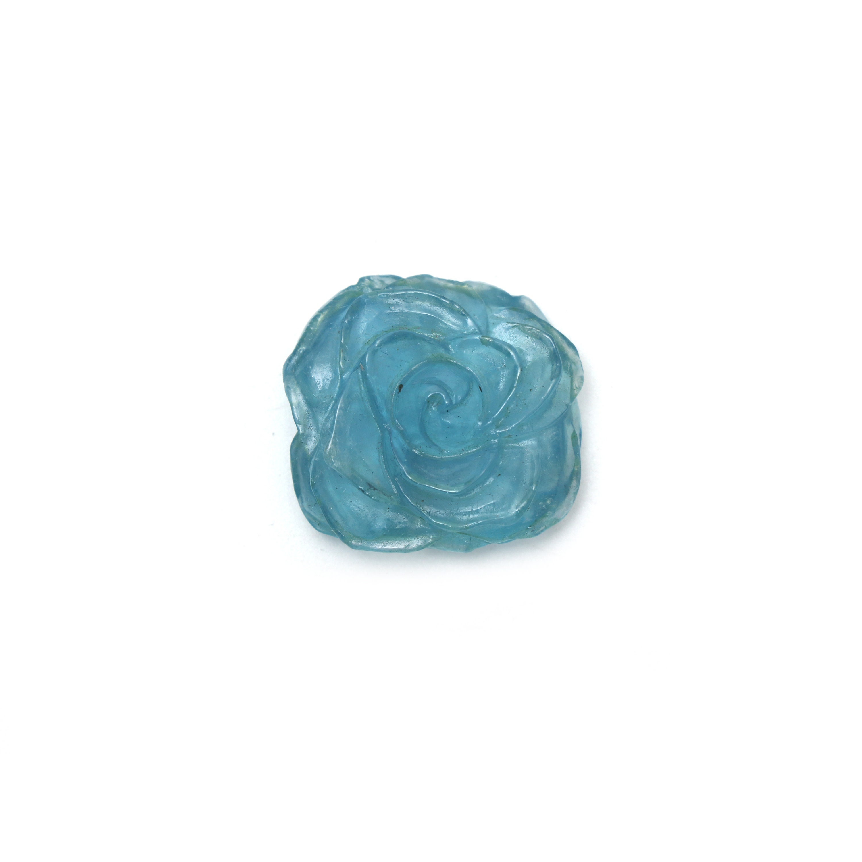 Stabilized Aquamarine Flower Carving Loose Gemstone, 26x27 Mm, Aquamarine Jewelry Handmade Gift For Women, 1 Piece