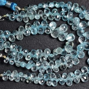 Aquamarine Teardrop Beads - 5 Inches - Beautiful Natural Aquamarine Teardrop Faceted Briolettes - Size Is 4x5.50-6x8.50 Mm #1038 Aquamarine Teardrop Beads - 5 Inches - Beautiful Natural Aquamarine Teardrop Faceted Briolettes - Size Is 4x5.50-6x8.50 Mm #1038