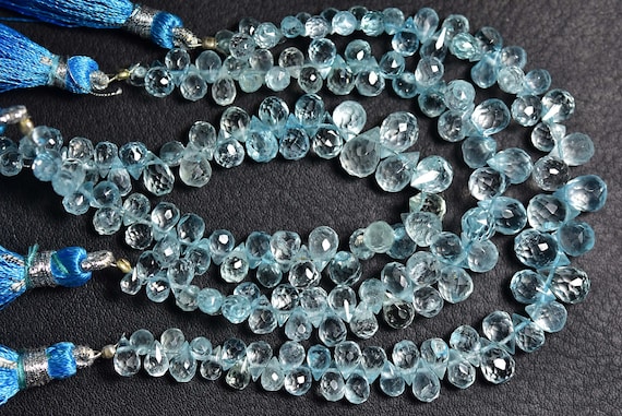 Aquamarine Teardrop Beads - 5 Inches - Beautiful Natural Aquamarine Teardrop Faceted Briolettes - Size Is 4x5.50-6x8.50 Mm #1038 Aquamarine Teardrop Beads - 5 Inches - Beautiful Natural Aquamarine Teardrop Faceted Briolettes - Size Is 4x5.50-6x8.50 Mm #1038