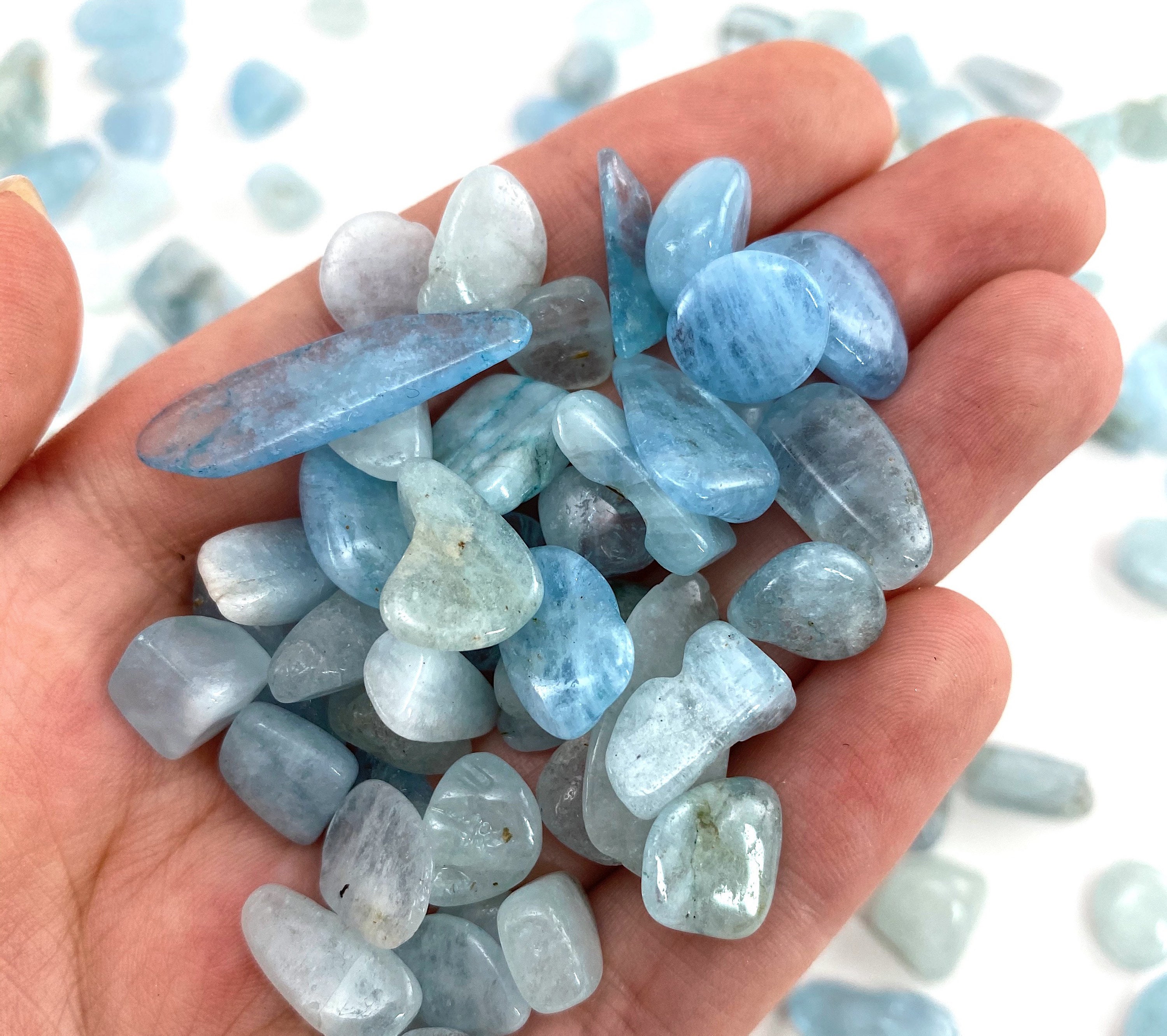 20g Aquamarine Tumbled Crystal Chips | Mini Polished Stones 20g Aquamarine Tumbled Crystal Chips | Mini Polished Stones