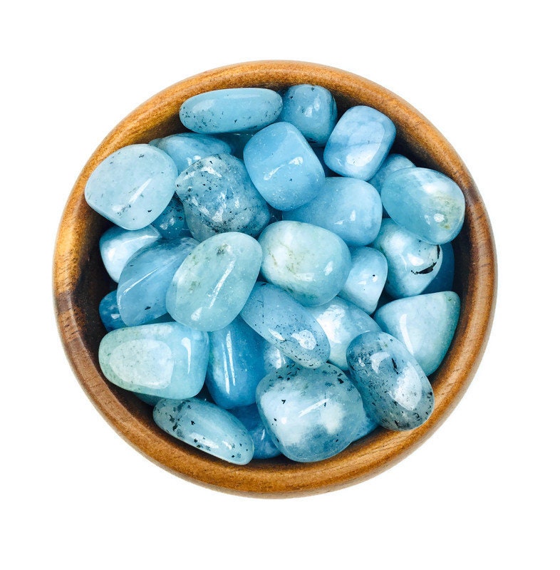 Aquamarine Crystal Aa (1) One Blue Aquamarine Stone Xs Tumbled Crystal Polished Natural Gemstone Tumbled Rock