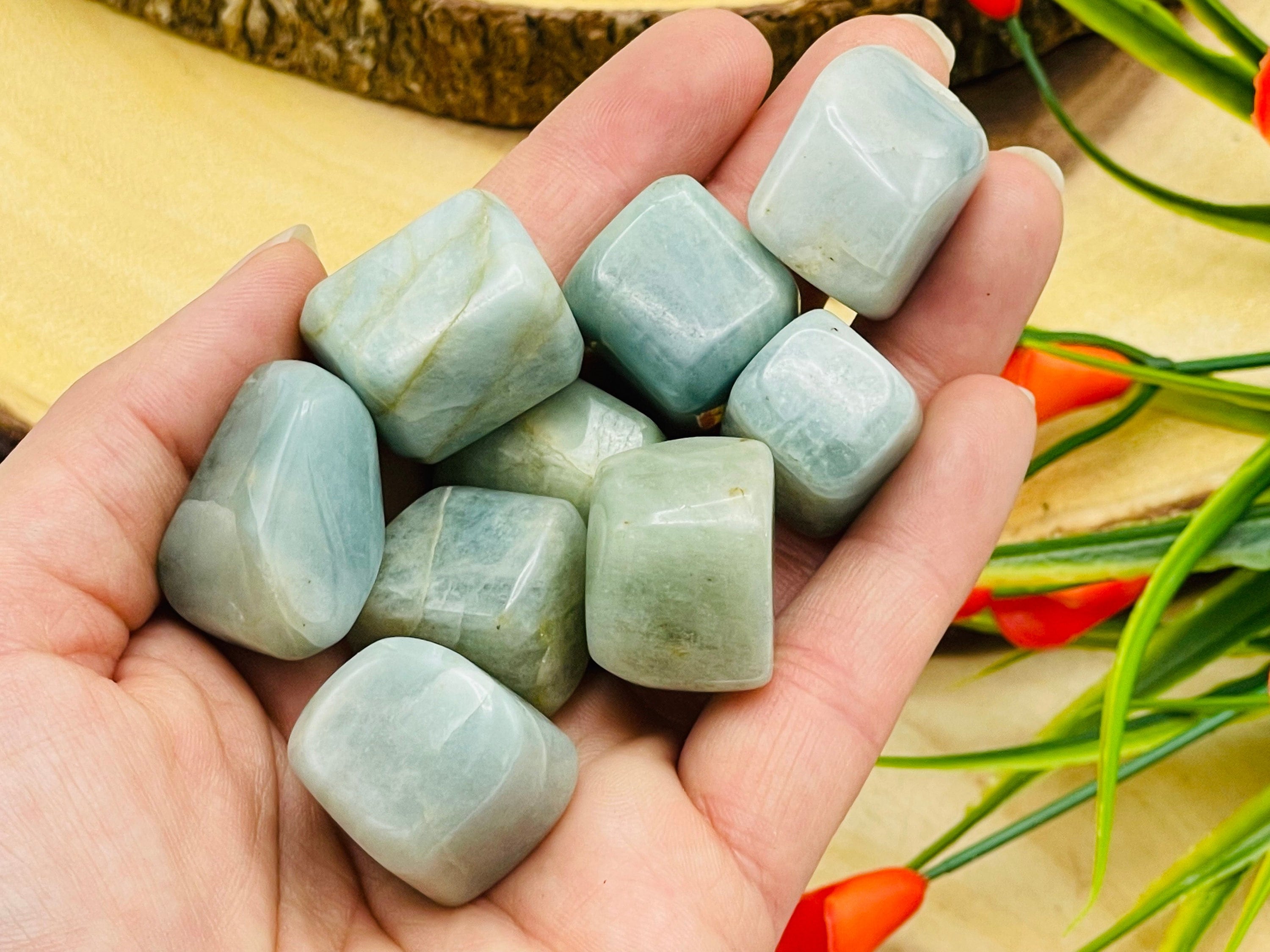 Aquamarine Crystal Tumbled Stone, Tumbled Aquamarine Polished Crystal Chakra Gemstones, Healing Crystals & Stones, Whole Sale Bulk Lot