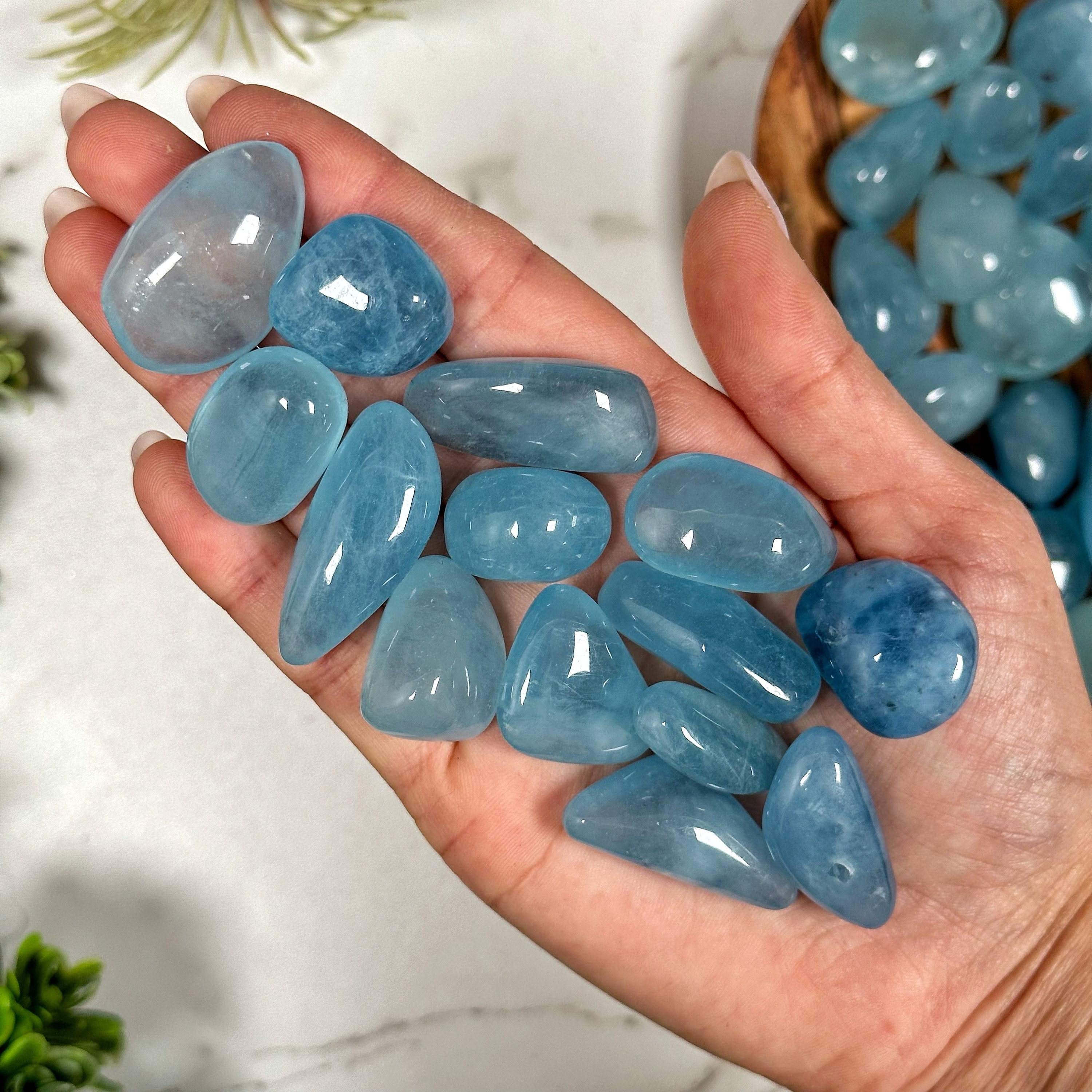 Aquamarine Tumble | S, M, L | - No. 428 (polished Blue Crystal Pocket Stone, Throat Chakra, Healing Stone) Aquamarine Tumble | S, M, L | - No. 428 (polished Blue Crystal Pocket Stone, Throat Chakra, Healing Stone)