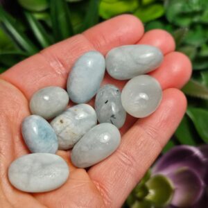 Polished Aquamarine Tumbled Stone: March Birthstone Beryl Crystal