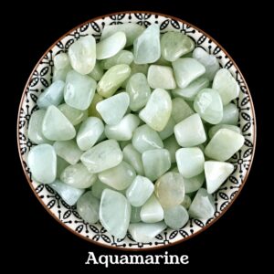 Set Of 10 Aquamarine Tumbled Stones, Communication Grid, Throat Chakra Ritual Gems