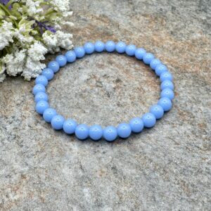 6mm Blue Aragonite Crystal Bracelet – Glows in the Dark, Stretch Jewelry, 7.5" 6mm Blue Aragonite Crystal Bracelet – Glows in the Dark, Stretch Jewelry, 7.5"