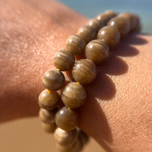 Beautiful Banded Chocolate Calcite (aka Brown Aragonite) Bracelet, 8mm or 9mm beads