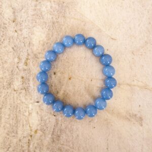 Blue Aragonite Cave Calcite Bracelet – 10mm Glows in Dark Beads