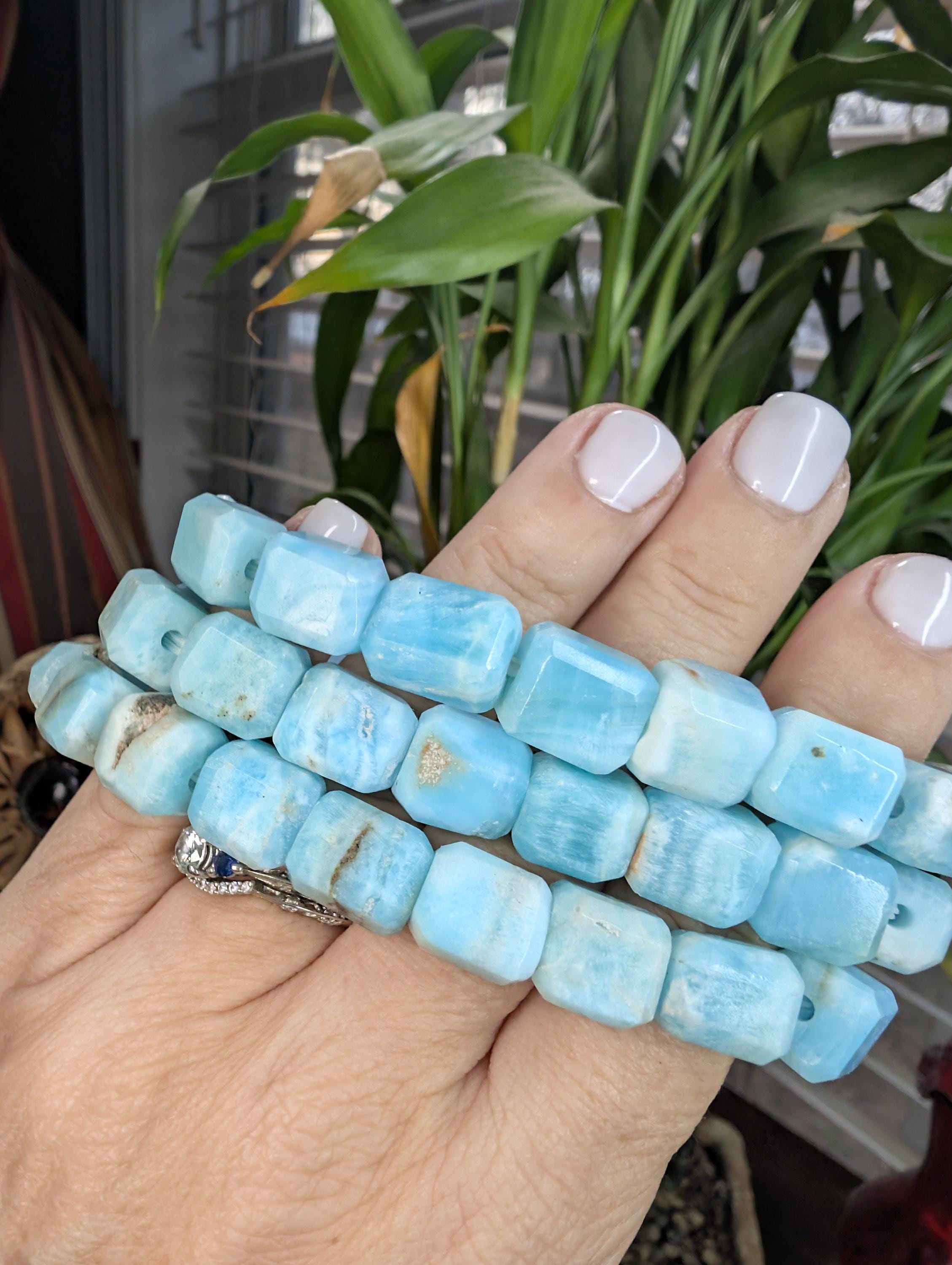 Faceted Blue Aragonite Crystal Bracelet