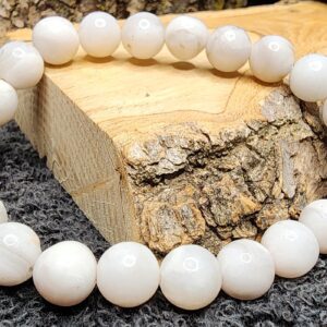 Handmade Stretch Bracelet with 9mm Aragonite Beads | Healing Crystal Jewelry