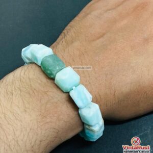 Natural Blue Caribbean Calcite Bracelet | Blue Aragonite Gemstone Jewelry