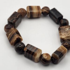 Natural Chocolate Calcite (Brown Aragonite) Handmade Beaded Bracelet