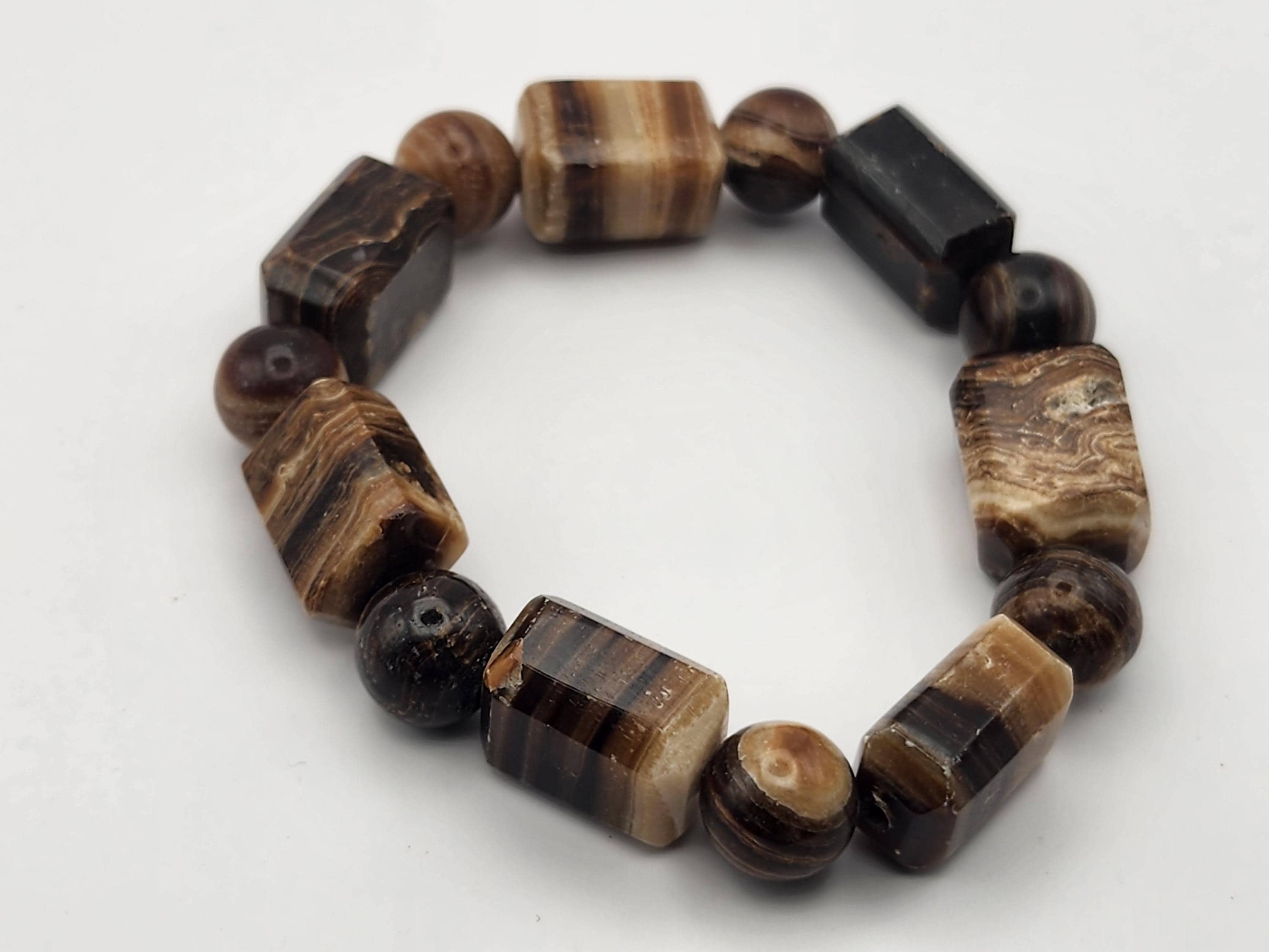 Natural Chocolate Calcite (brown Aragonite) Handmade Beaded Bracelet