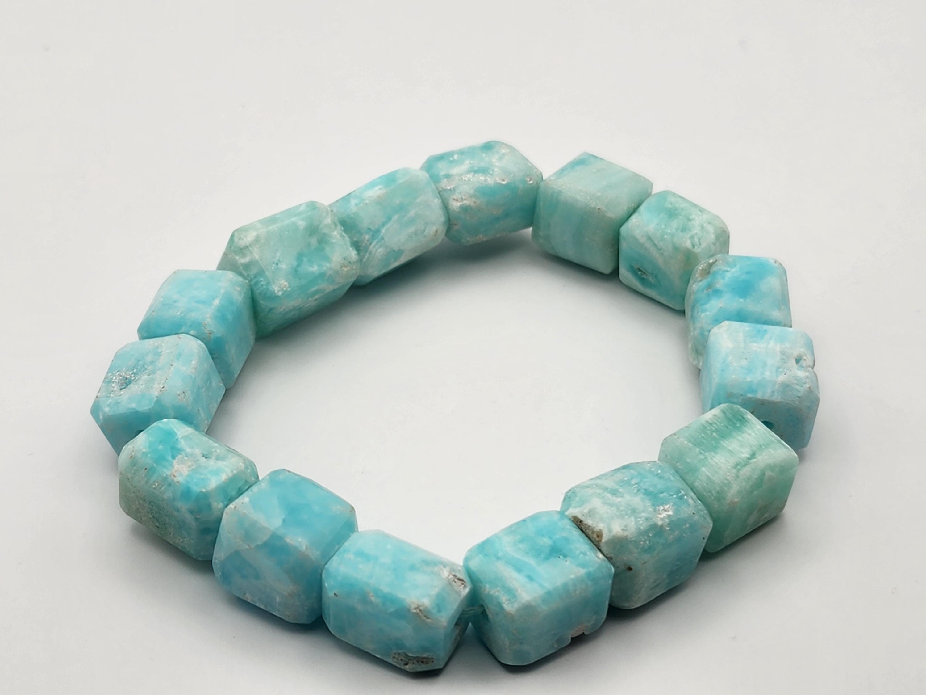 Natural Light Blue Aragonite Handmade Beaded Bracelet