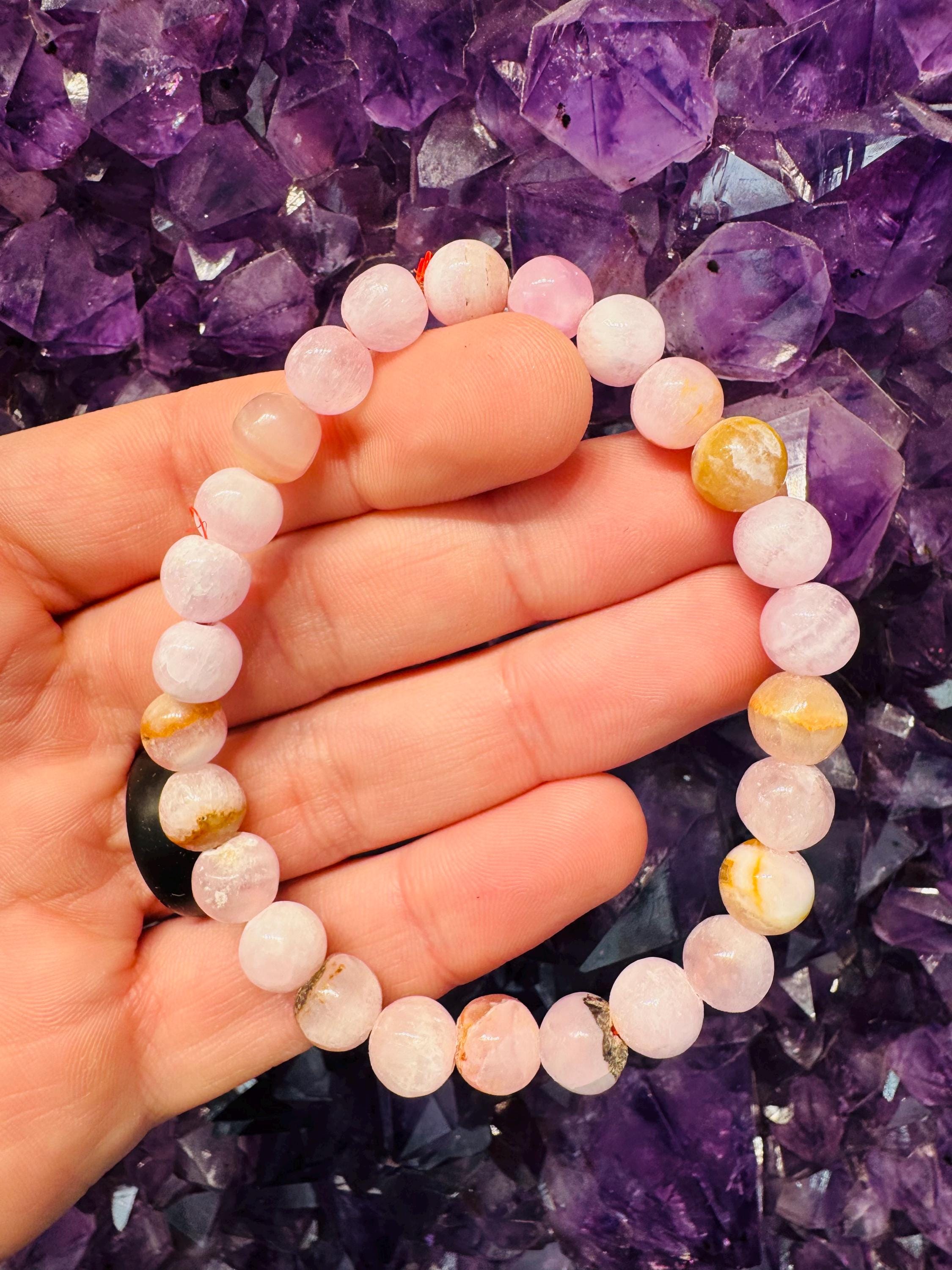 Pink Aragonite Bracelet - 7-8mm - Etsy Only