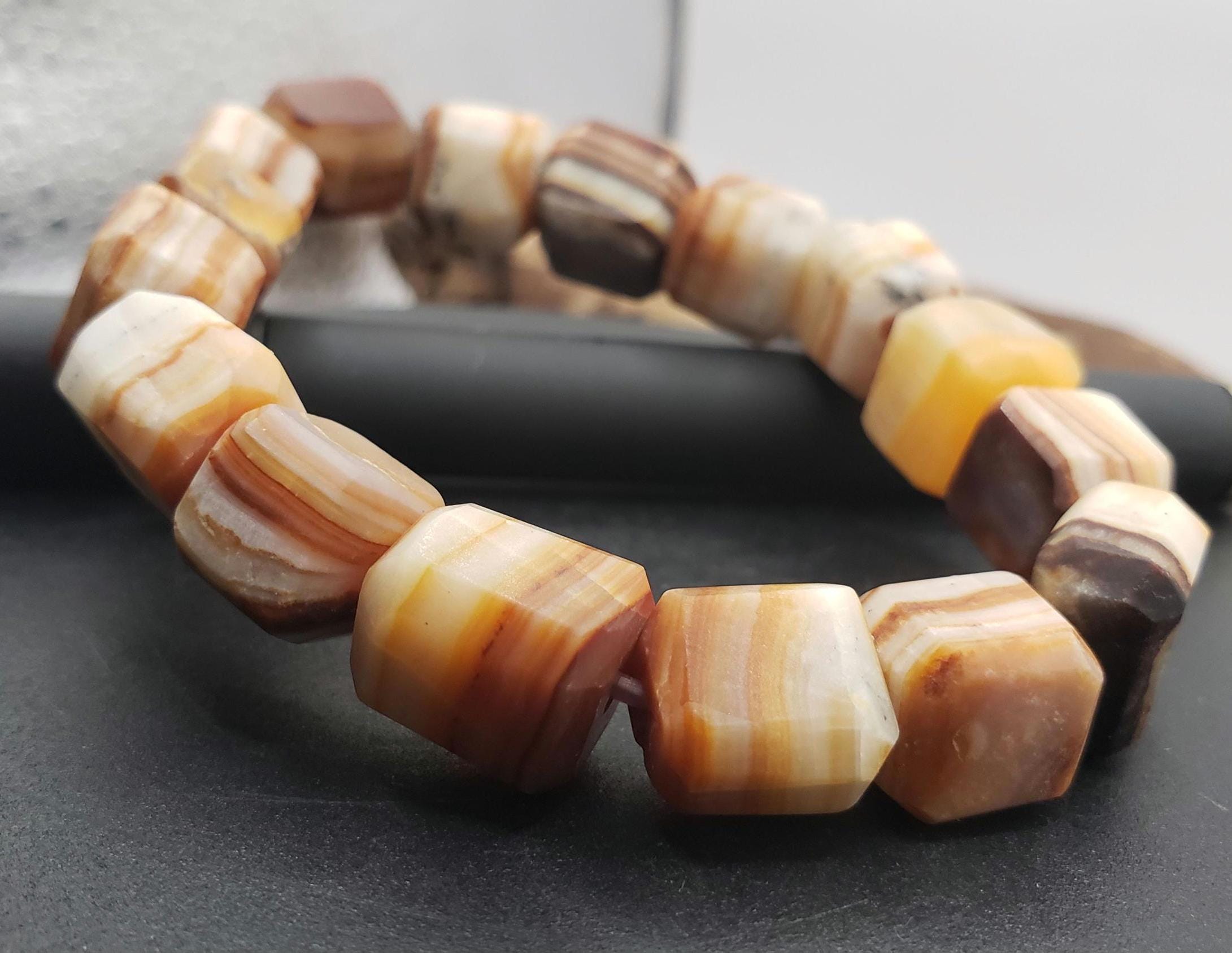 Red Aragonite Cube Bracelet, Chakra Balancing Boho Jewelry