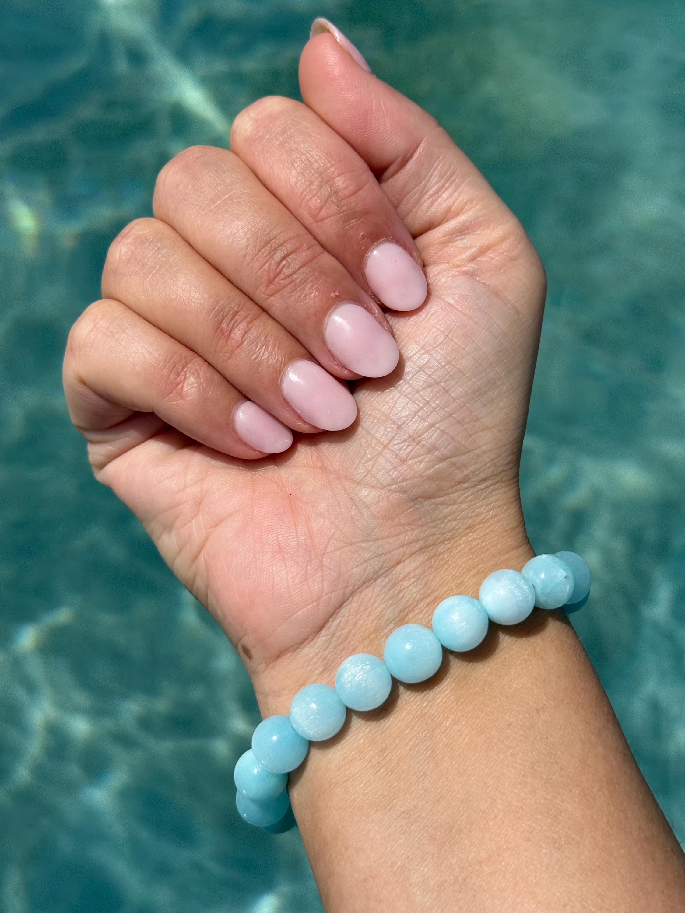 Ultra High Quality Collectors Grade Rare Hemimorphite Blue Aragonite Bracelet, 10mm Or 6mm Width
