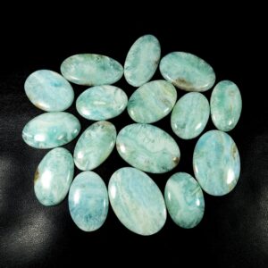 Blue Aragonite Cabochon. Natural Aragonite Gemstone. Wholesale Price Aragonite Crystal Polished Oval Shape Loose For Jewelry.