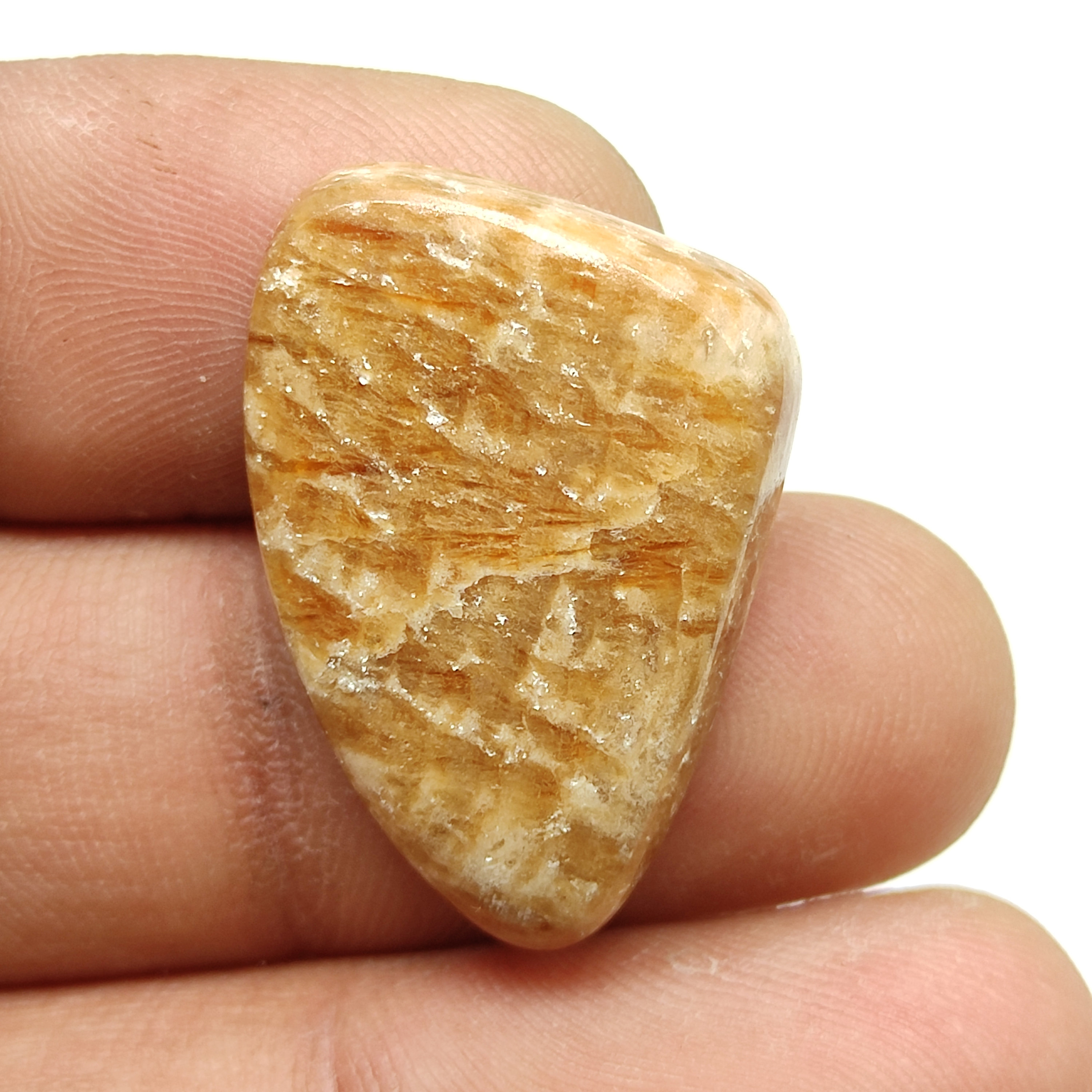 Brown Aragonite Flatback Cabochon, Polished Healing Crystal (29x20x5 Mm)