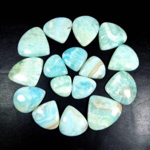 Aragonite Gemstone. Natural Blue Aragonite Cabochon. Wholesale Price Aragonite Crystal Polished Heart Shape Loose For Jewelry.