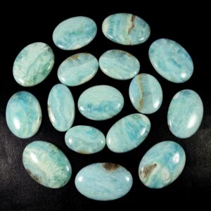 Natural Aragonite Gemstone. Blue Aragonite Cabochon. Wholesale Price Aragonite Crystal Polished Oval Shape Loose For Jewelry.