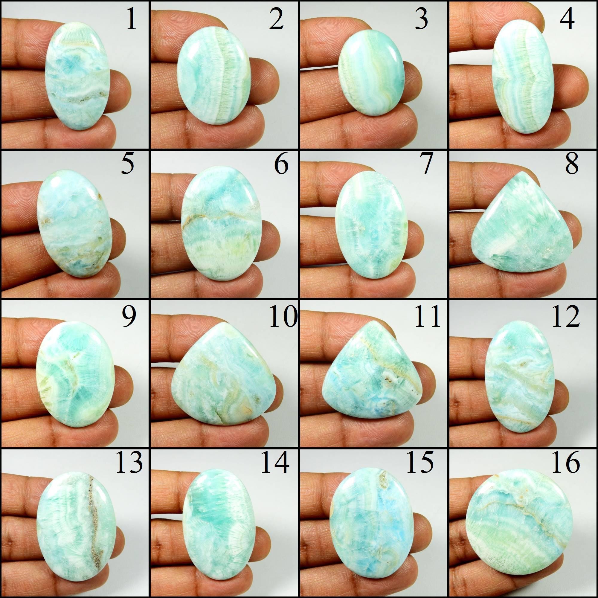 Natural Aragonite Gemstone. Charming~ Blue Aragonite Cabochon. Aragonite Crystal Polished Mix Shape Loose For Jewelry.