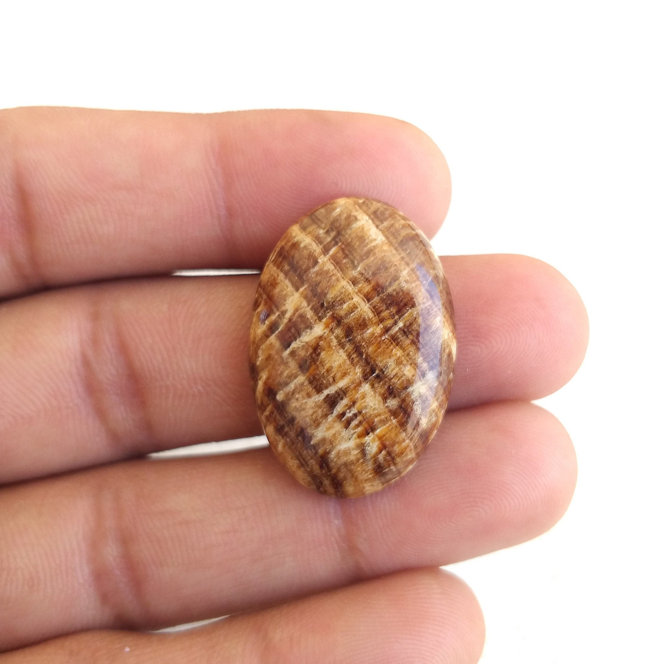Oval Aragonite Cabochon: Natural Healing Crystal Gemstone (30x21x5 Mm, 26.4 Carat Oval Aragonite Cabochon: Natural Healing Crystal Gemstone (30x21x5 Mm, 26.4 Carat