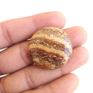 Aragonite Stone Cabochon: Round Gemstone, 38.7 Carat (32x5 Mm)