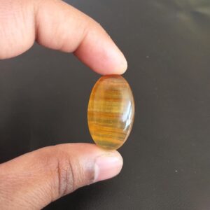 Yellow Aragonite Cabochon: Oval Gemstone For Jewelry Making, 43.7 Carat
