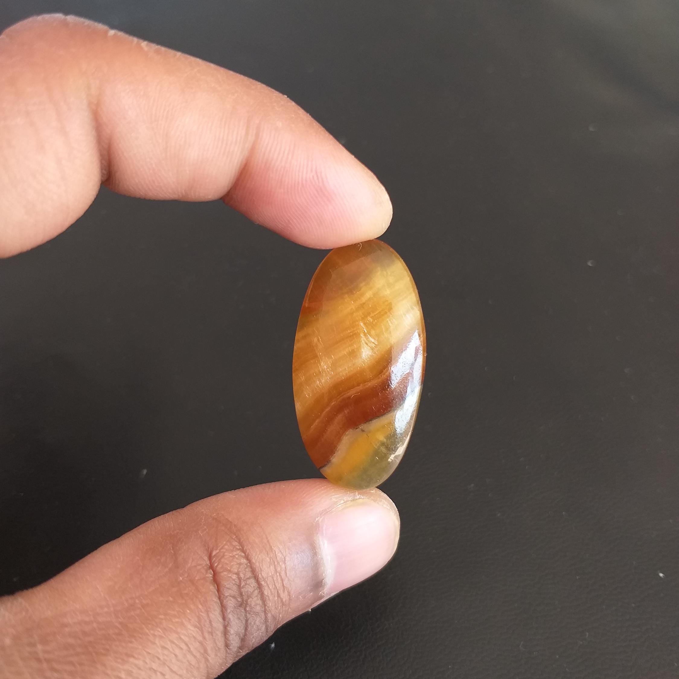 Yellow Aragonite Cabochon: Oval Gemstone For Jewelry Making, 39.6 Carat