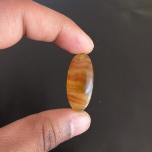 Yellow Aragonite Cabochon: Oval Gemstone For Jewelry Making (28.6 Carat, 36x17x6 Mm