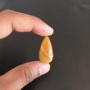 Yellow Aragonite Pear Cabochon: 30.8 Carat Gemstone, 33x17x8 Mm